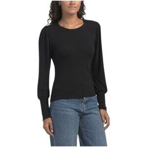 MICHAEL STARS Made In Usa Fonda Puff Sleeve Back Snap Top
